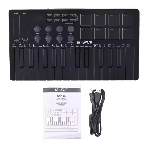 M-VAVE SMK-25 MIDI Keyboard Controller Beat Maker Machine Rechargeable rranging Strike Pad RGB Backl