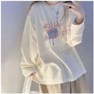 Taiwan Ready Stock 100% Cotton T-shirt Women's Long-Sleeved Loose Korean Version T-shirt Long-Sleeve