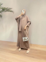 Nona Basic Set Pashmina Gamis Batwing Basic - Gamis batwing set pashmina - Gamis Batwing - Gamis po