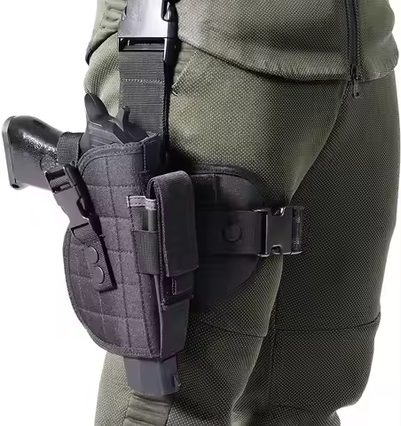 Drop Leg Holster Thigh Holster - Molle Airsoft Holster with Magazine Pouch Thigh Pistol Gun Holster 