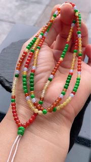 多彩小米珠毛衣鏈、長鏈 完美度高，尺寸3.5