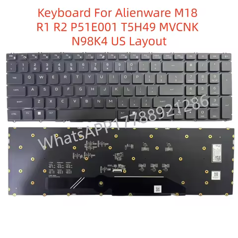 Keyboard For Alienware M18 R1 R2 P51E001 T5H49 MVCNK N98K4 US UK Layout