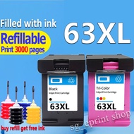 For HP 63 HP 63XL HP 63XXL refillable Ink Cartridge Compatible for HP 1110  1112  2130  2131  2132  