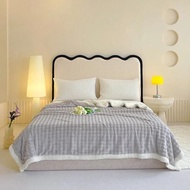 cod Thick Blankets Coral Fleece Plush Bedsheet Small Square Pattern Solid Color Blanket Fluffy Imita