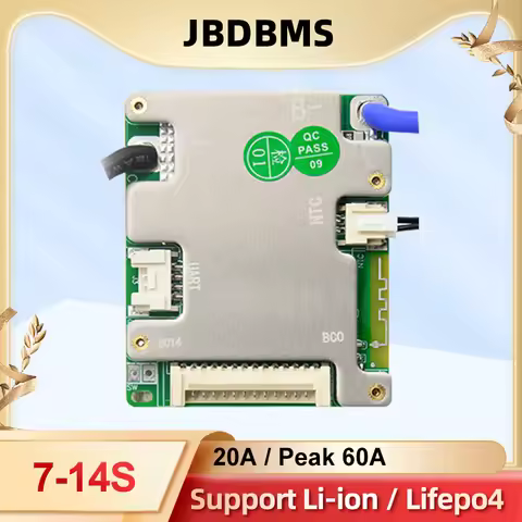 JBD BMS 24V 36V 48V 20A Continuous Peak 60A 7s 8s 9s 10s 11s 12s 13s 14s BT APP uart Li-ion LFP batt