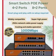 SWITCH POE 4Port / ￼SWITCH POE 8Port / POE SWITCH 4+2PORTS / POE SWITCH 8+2PORTS Gigabyte 1000Mbps /