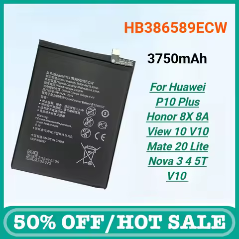 HB386589ECW 3750mAh Mobile Phone Battery for Huawei P10 Plus Honor 8X 8A View 10 V10 Mate 20 Lite No