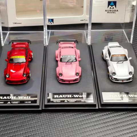 AM 1:64 RWB 964 GT Wing Metal Red / Candy Pink Alloy Model