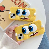 Liquid Silicone Case for IPhone 11 12 13 Pro Max Casing 6 7 8 Plus XR XS Max Back Cover SE 2020 Couple Mobile Phone Case for Boy GIrl Cute Cartoon SpongeBob