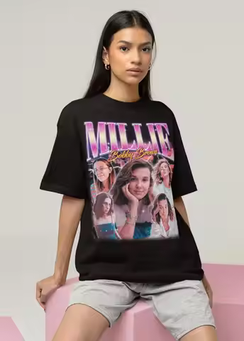Fashion Y2k T Shirts Millie Bobby Brown Fan Print T-Shirt Summer Men's and Women's Casual Loose Stre