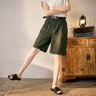 Gujia Art Loose Linen Overalls - Women's Casual Mid-Rise Style
