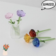 UMISTYDREAM9IQ0 Glass Flower Decor, Simulation Floral Colored Glaze Glass Flower Bouquet, Small Orna