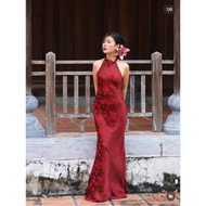 MAXI RED PATTERN COLLAR