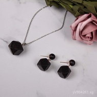 2022Black Ebony Wood Set Wooden Jewelry Simple Wholesale Geometric Vintage Polygonal Earrings Neckla