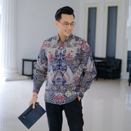 KEMEJA BHUMI BLUE Men's Batik Shirt Navy Blue Navy Blue Shirt Pattern