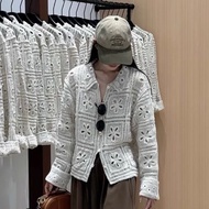 Talie- French Style Lace Collar Crochet Wool Cardigan_M76