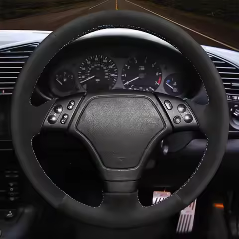 DIY Black Suede Leather Car Accessories Steering Wheel Cover For BMW E36 1996 1997-2000 E46 1998-200