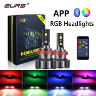 Kawalan Bluetooth H4 H7 Led Rgb Lampu Kereta H1 H3 H8 H11 Hb3 Hb4 D1s D2s D3s Lampu Led Auto Headlam