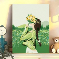 A Set Of Low Ponytail Girl DIY Digital Oil Painting Set 40x50cm/16x20inch Without Frame