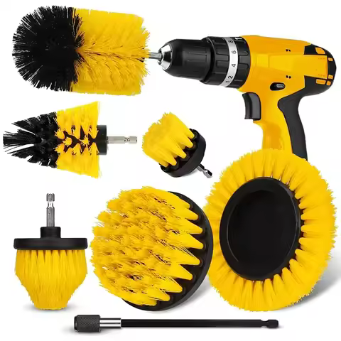 7pcs Drill Brush Attachment Set Power Scrubber Brush With Drill Scrub Brush For Cleaning Showers Tub