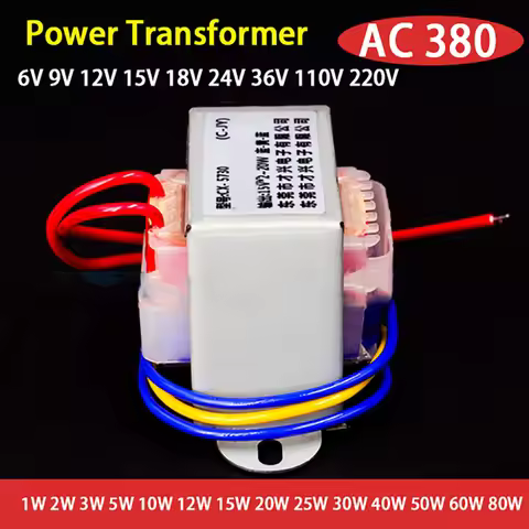 Power Transformer AC 380V 50HZ Output AC 36V 24V 15V 18V 12V 9V Single V 2 Line 5W-80W Power Transfo