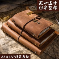 Handmade หนัง Journal Travel Diary Vintage A5 A6 A7 ขนาดโน้ตบุ๊ค หลวม Leaf Binder Creative อินเทรนด์