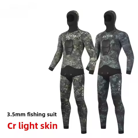 ZCCO New 3.5mm Camo Wetsuit Spearfishing Diving Gear Split Top Bottom Set