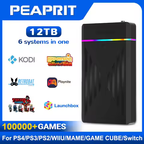 PEAPRIT 12TB Gaming HDD with Hyperspin Launchbox Retrobat Playnite 10K+ Retro Video Games Console fo