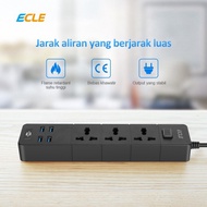 Terlaris ECLE Power Strip Stop Kontak 3 Power Socket 4 USB Port Hapy