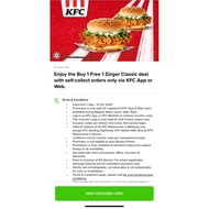 KFC Voucher Zinger Classic B1F1