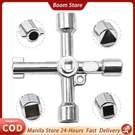 4 In1 Multifunction Alloy Key Wrench Silver Inner Triangle Four Corners Elevator Cross Key Wrench