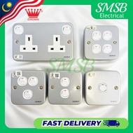 Crown Metal Clad （1Gang, 2Gang, 3Gang, 4Gang, 13A 2Gang, 1Way) Switch Socket