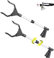 44" Grabber Reacher, [ 2 Pack ] Long Trash Picker with 30" to 44" Mobility Aid Arm/Lightweight/Rotating Gripper/Litter Pick Up/Arm Extension Reacher for Garden Nabber Wheelchair and Disabled