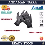 ANSELL Edge 48-126 Black PU Palm Coated Glove / Safety Glove Protection