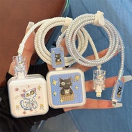 For iPhone 35W A2579 Charger Case Cute Cartoon Little Cat Charger Protector Cover Dual USB Type C Ad