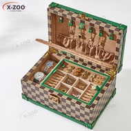 Vintage Jewelry Box Checkerboard High-End Jewellery Organiser Jewelry Gold Wedding Gift Jewellery Bo