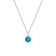 Premium Natural Blue Amazonite Bead Dainty Pendant 925 Silver Plated Necklace