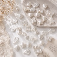 [10pcs] ABs Resin Imitation Pearl Flower Accesorries DIY Cream Glue Decoration Phone Case Hairband H