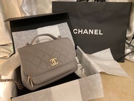 Chanel Business Affinity Medium Size Grey with Gold Hardware 郵差包 灰金牛皮