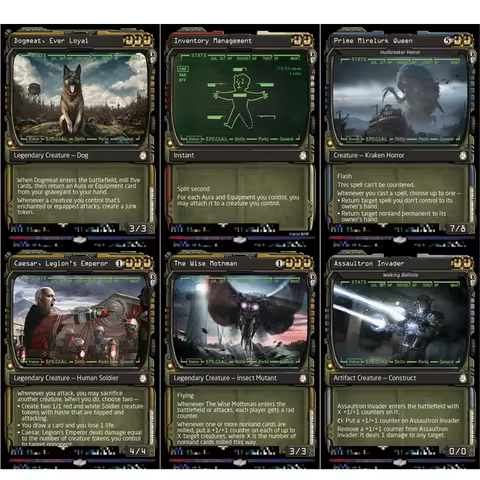 PIP 6Pcs Tcg Proxy Magical Card English The Wise Mothman Assaultron Invader Caesar Legion Emperor Do