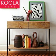 Nordic Solid Wood Porch Modern Melamine Table Top Wrought Iron Living Room Console Table Kayu