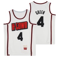 IMPORTED EMBROIDERY HOUSTON ROCKETS H-TOWN 4 JALEN GREEN CITY EDITION WHITE BASKETBALL JERSEY