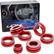iJDMTOY 7pc Sports Red Aluminum Air Conditioner/Headlight On-Off Switch/Windshield Wiper/Rear View M