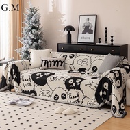 Black White Cartoon Cute Sofa Cover with Tassels Simple Blankets for Bed Ins Style Sofa Throw Blanket Outdoor Camping Picnic Mat