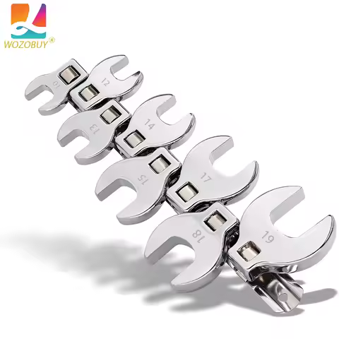 For Ratchet Torque Wrench Crowfoot Wrench Set Head Square 3/8 Inch Drive Replacement Bullhorn Wrench