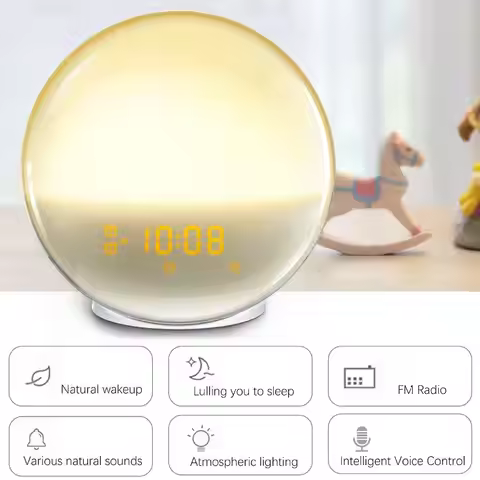 Simulated Sunrise Wake-up Light Led Electronic Alarm Lamp Sleep Aid Broadcast Children's Bedside Clo