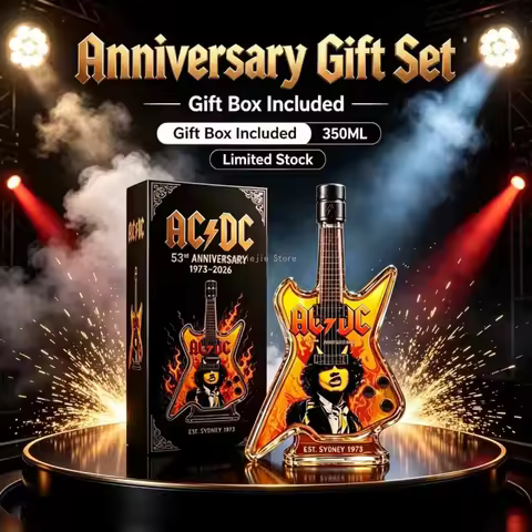 Guitar Shaped Glass Wine Bottle with Gift Box, Novelty Whiskey Brandy Decanter for Bar Display & Gif