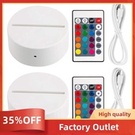 2 Pack 3D Night LED Light Lamp Base + Remote Control + USB Cable, 16 Colors Light Show Display Stand
