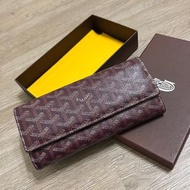 瑞奇二手精品 Goyard 棗紅色 長夾 美品