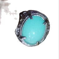 Cincin Batu Akik Fosfor Biru Nyala Dalam Gelap Asli